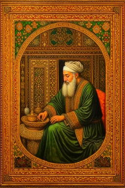 An oil painting inspired by the Islamic Renaissance