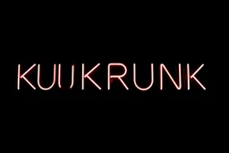 A simple neon sign labeled "KUKRUNK" black background