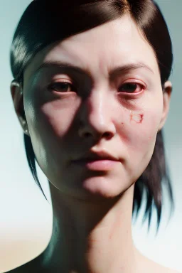 Ultra Realistic image, 30 years old woman, portrait, small complexion, natural small busty, traditional Japanese tattoo, jakuza style, vibrant color, highly detailed, art stations, concept art, smooth, unreal engine 5, god rays, ray tracing, RTX, lumen lighting, ultra detail, volumetric lighting.