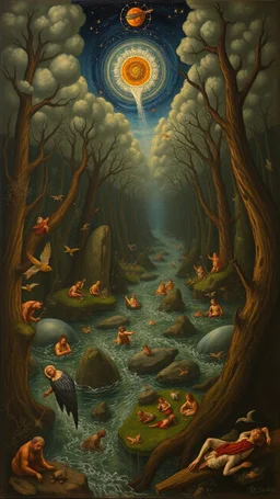 Hieronymus Bosch style , the flood of N