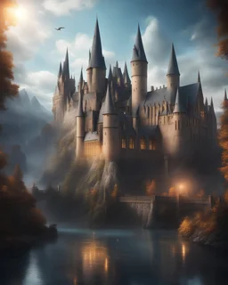 The picture is about Hogwarts Magical School, and the picture contains a wonderful and beautiful magical atmosphere with harmonious and attractive colors.4k quality