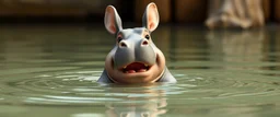 realistic ghibli crazy cute small hippo bunny