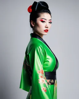 latex rubber green geisha asian kimono wetsuit