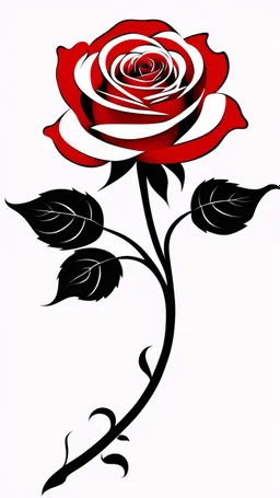 a rose where the stem and leaves(black) is made of smoke, and the flower(red) is made of smoke and flame shapes, vector