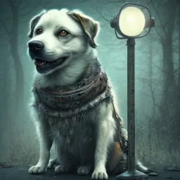 sad, abandoned, miserable dog tied to a metal pole on a lonely highway road, 8k resolution, high-quality, fine-detail, iridescent, intricate, digital art, detailed matte, volumetric lighting, illustration, 3D octane render, brian froud, howard lyon, selina french, anna dittmann, annie stokes, lisa parker, greg rutowski