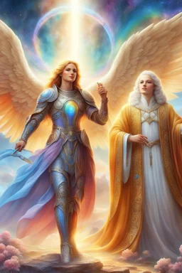 intergalactic,angels, beaux paysages fleuris,rainbows