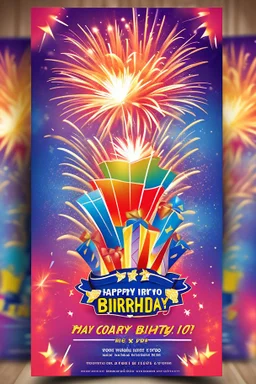 birthday party with fireworks flyer