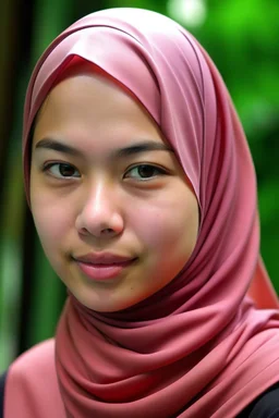 a muslim woman, fair skin, Malay race