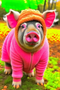 Pig dressed like a bear
