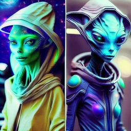 Imagine an alien from another galaxy, similar to humans, who (((does not have a big head))), (((does not have big eyes))). With contrasting colored clothing