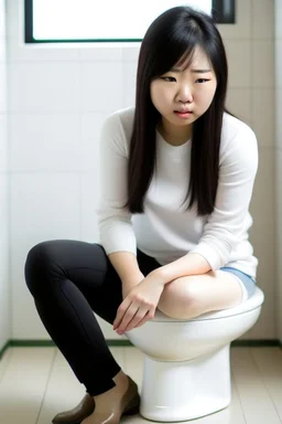 a beautiful asian girl pooping