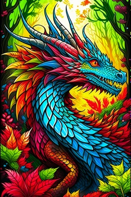 mythical drogon, forest flower backwornd, colorful drogon, adult book cover