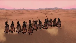 desert, comic style warriors from behind