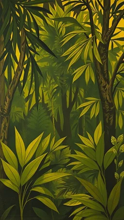 A dark yellow olive jungle painted by Henry-Robert Brésil