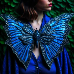 metal gothic blue moth wings