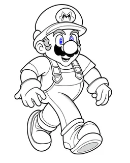 mario coloring page, full body (((((white background))))), only use an outline., real style, line art, white color, clean line art, white background, Sketch style