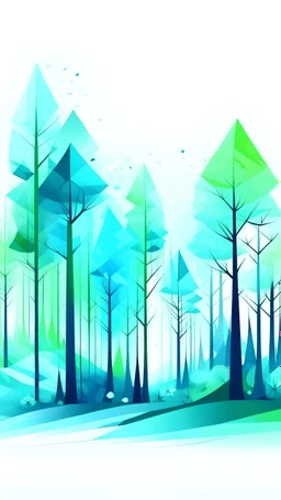 forest in green and blue on a white background in futuristic style