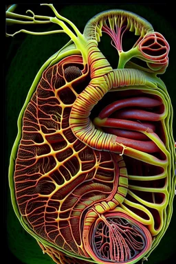 The vascular system of a snail