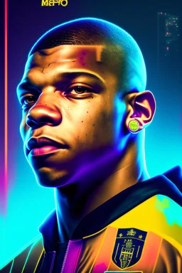 Portrait of mbappe in cyberpunk world