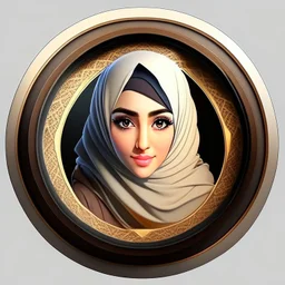 3d anime Only the face Muslim Pretty impressive women inside a circular frame,Portrait image,professional look