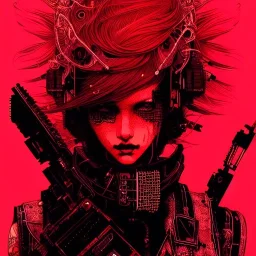 beautiful punk girl, hyper detailed, hyperdetailed, intricately detailed, illustration by <kilian eng> <Yoji Shinkawa>, darkred tones,