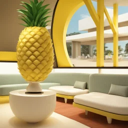 A tourist resort in the shape of a pineapple, interior design, section