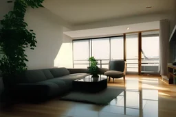 realistic apartment, luxury, tokyo, furnished living room, homey, plants, 4k