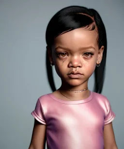 Rihanna toddler, full body, soft skin, dramatic lighting, hyper realistic