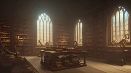 many ancient books and scrolls in an old library