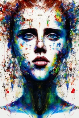 Danish singer MØ face, Abstract portrait by Yoji Shinkawa, Jackson Pollock