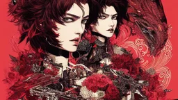 beautiful punk girl, hyper detailed, intricately detailed, illustration by <kilian eng> <Yoji Shinkawa>, darkred tones,
