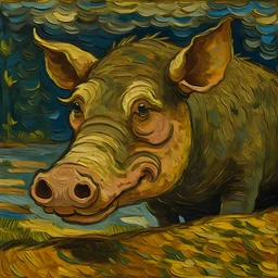 portrait of a platypus-pig by van gogh