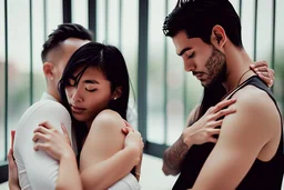 Un hombre y mujer sexys abrazados. Fotografía real. Fotografía realizada con Cámara Leica y objetivo de 35 mm. Retrato