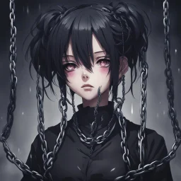 dark anime girl with a chains