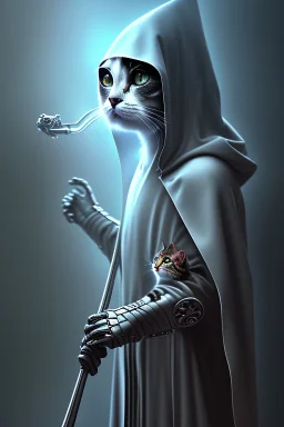 grim reaper cat, 4k, trending art, weird perspective, mirrors, reflection, water, smoke, realism