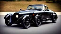 Gorgeous and expensive, oldschool black sports car with a big, black front grill, realistic, stylish