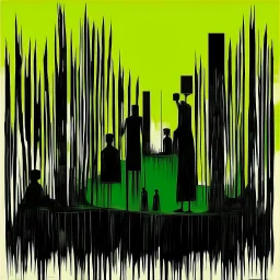 Negotiating dream frequencies, creeping absurdity, by Gabriel Pacheco, by Colin McCahon, ink illustration, Green and black color scheme, unsettling abstract art, sketchy