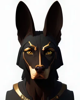 pastor belga de pelaje negro de la epoca de egipto estilo anubis