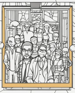 coloring page for teens, simple outlines art, cartoon style, outline drawing, bold outlines, clean and clear outlines, no tones color, no color, no detailed art, art full view, wide angle, white background, Malcom X.