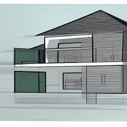 modern house section, architectural section drawing