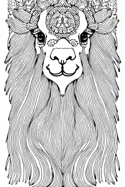 Coloring Page for adults, alpaca Image , White background, clean line art, fine line art --HF--AR2:3