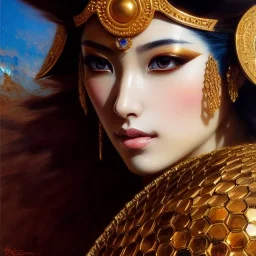 portrait beautiful face 'Yuria-Fist of the North Star',busty,ancient metal armor balanciaga fashion clothe painting by gaston bussiere, greg rutkowski, yoji shinkawa, yoshitaka amano, tsutomu nihei, donato giancola, tim hildebrandt, oil on canvas, cinematic composition, extreme detail,fit full head inside picture,16k