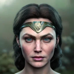 analog style, Celtic goddes, portrait, simmetric eyes, war ambient,queen, wonder woman wearing outfit, ultra realistic photo