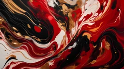 abstract art of various shades of red-black-white-gold colors