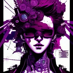 beautiful punk girl, hyper detailed, intricately detailed, illustration by <kilian eng> <Yoji Shinkawa>, purple tones,