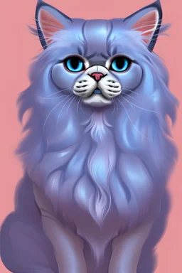 A male persian cat with pink and blue hair