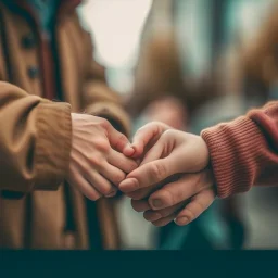 generate full image man and woman holding hands in a romantic way