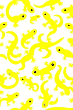 Lots of little tiny cute cartoon newts on a golden background