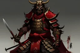 yokai, oni, samurai armor, blood