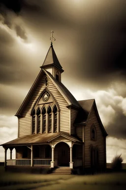 Crea una iglesia con el rostro de Dios atras.